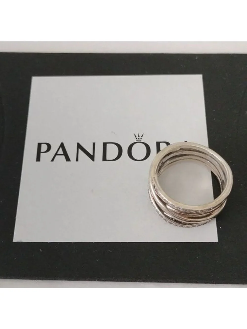 Pandora Sterling Silver Entwined Ring with Zirconia 190919cz, size 52